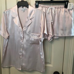 Silky light pink pajama set! Never worn